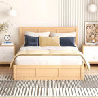 Lit plateforme en bois tout-en-un grand format avec rangement sous le lit Lit tapissé et 2 tiroirs Cadre de lit créatif pour un gain de place