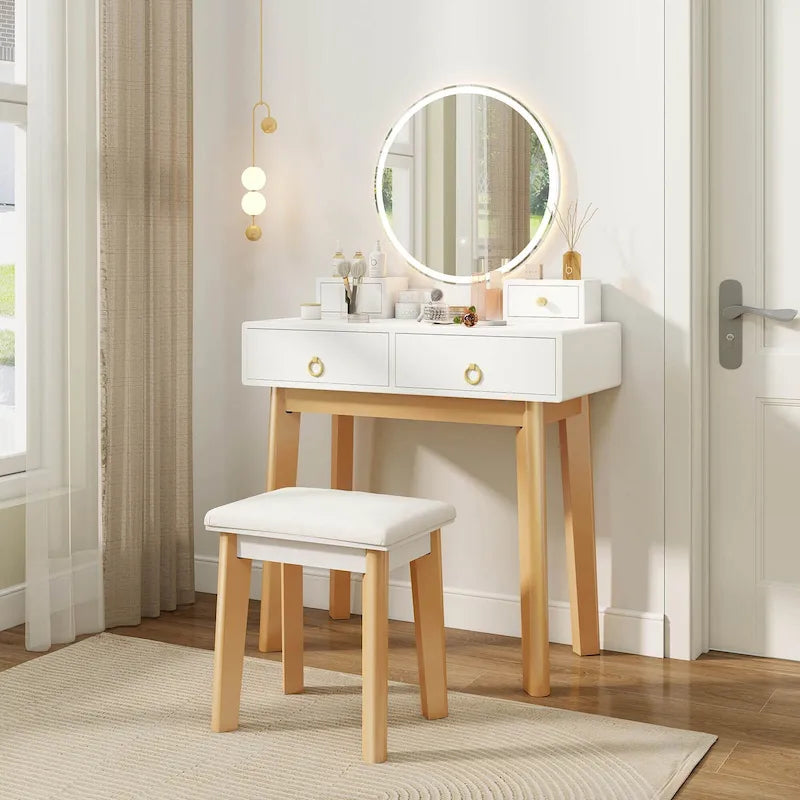 Table de maquillage coiffeuse écran tactile 3 modes d'éclairage - Voir Détails