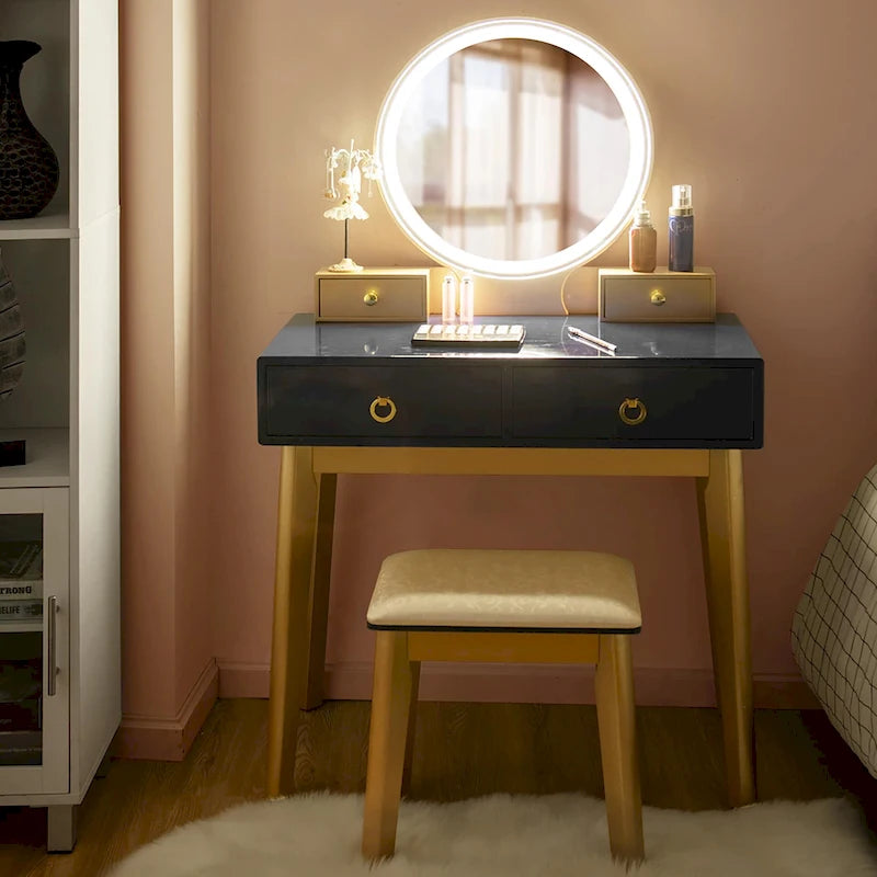 Table de maquillage coiffeuse écran tactile 3 modes d'éclairage - Voir Détails