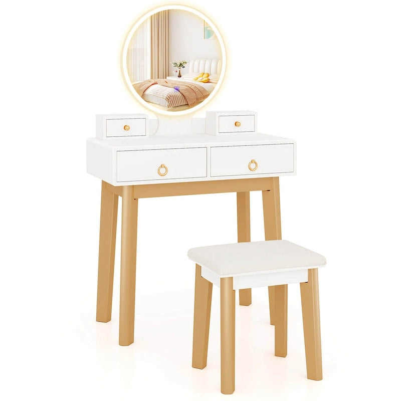 Table de maquillage coiffeuse écran tactile 3 modes d'éclairage - Voir Détails