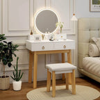 Table de maquillage coiffeuse écran tactile 3 modes d'éclairage - Voir Détails