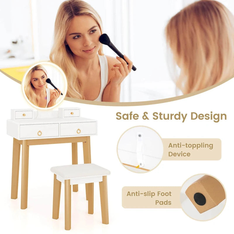 Table de maquillage coiffeuse écran tactile 3 modes d'éclairage - Voir Détails