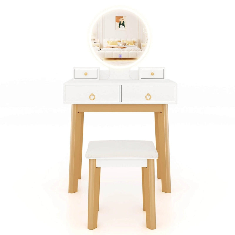 Table de maquillage coiffeuse écran tactile 3 modes d'éclairage - Voir Détails