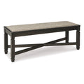   Dining Bench, X-Stretcher and Nailhead Trim, Black Wood, 50 Inch
