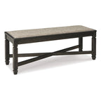   Dining Bench, X-Stretcher and Nailhead Trim, Black Wood, 50 Inch