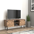 Meuble TV moderne avec 2 portes et rangements, centre de divertissement pour salon