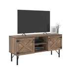 Meuble TV moderne avec 2 portes et rangements, centre de divertissement pour salon