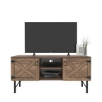 Meuble TV moderne avec 2 portes et rangements, centre de divertissement pour salon