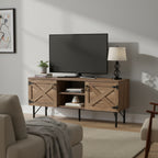 Meuble TV moderne avec 2 portes et rangements, centre de divertissement pour salon