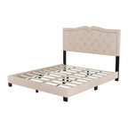 Cadre de lit rembourré Queen Size avec design riveté, lit plateforme moderne en velours avec tête de lit capitonnée, gris