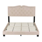 Cadre de lit rembourré Queen Size avec design riveté, lit plateforme moderne en velours avec tête de lit capitonnée, gris