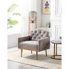 Fauteuil d'appoint capitonné en tissu Teddy avec pieds or rose