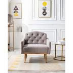 Fauteuil d'appoint capitonné en tissu Teddy avec pieds or rose