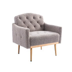 Fauteuil d'appoint capitonné en tissu Teddy avec pieds or rose