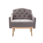 Fauteuil d'appoint capitonné en tissu Teddy avec pieds or rose
