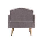 Fauteuil d'appoint capitonné en tissu Teddy avec pieds or rose