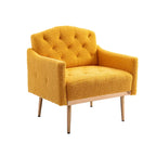 Fauteuil d'appoint capitonné en tissu Teddy avec pieds or rose
