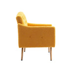 Fauteuil d'appoint capitonné en tissu Teddy avec pieds or rose