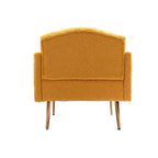 Fauteuil d'appoint capitonné en tissu Teddy avec pieds or rose
