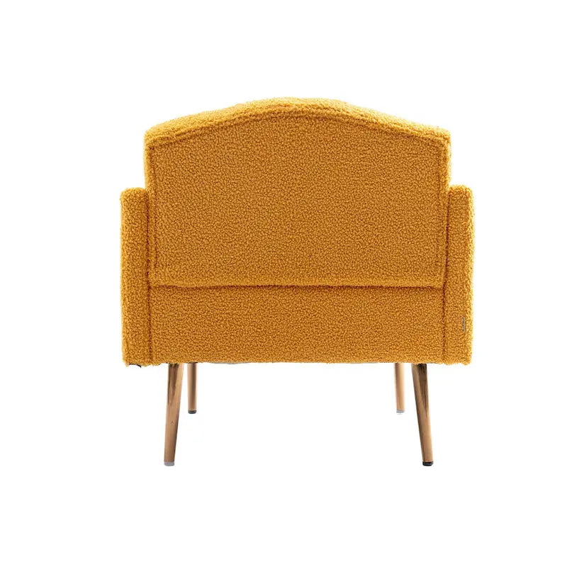 Fauteuil d'appoint capitonné en tissu Teddy avec pieds or rose