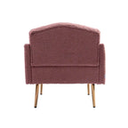 Fauteuil d'appoint capitonné en tissu Teddy avec pieds or rose