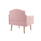 Fauteuil d'appoint capitonné en tissu Teddy avec pieds or rose