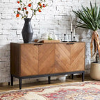  Modern Herringbone TV Stand with Adjustable Shelves by   - 55 inches