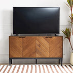Meuble TV moderne à chevrons avec étagères réglables de   - 55 pouces