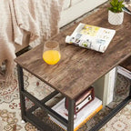 Meuble TV industriel, meuble de console multimédia avec rangement et étagère en maille pour salon/chambre, marron