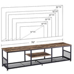 Meuble TV industriel, meuble de console multimédia avec rangement et étagère en maille pour salon/chambre, marron