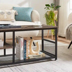 Meuble TV industriel, meuble de console multimédia avec rangement et étagère en maille pour salon/chambre, marron