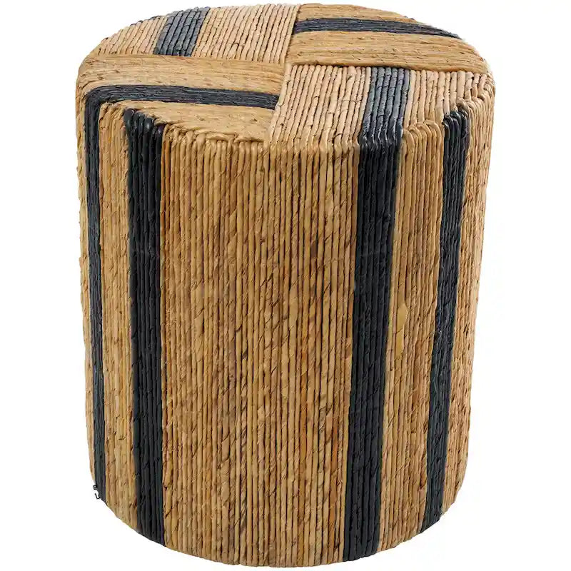 Banana Leaf Handmade Linear Wrapped Accent Table with Colored Stripes Brown  