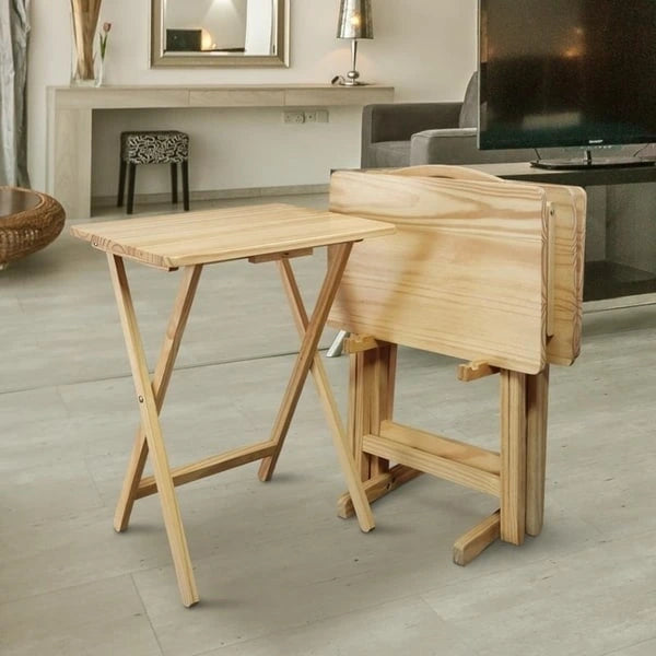 Ensemble de 5 tables de service traditionnelles en bois massif Laflin