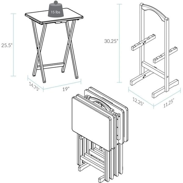 Ensemble de 5 tables de service traditionnelles en bois massif Laflin