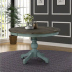   Prato Round 2-tone Blue and Brown Wood Dining Table