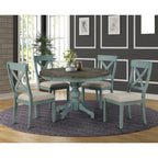 Table à manger Prato bicolore en bois bleu et marron