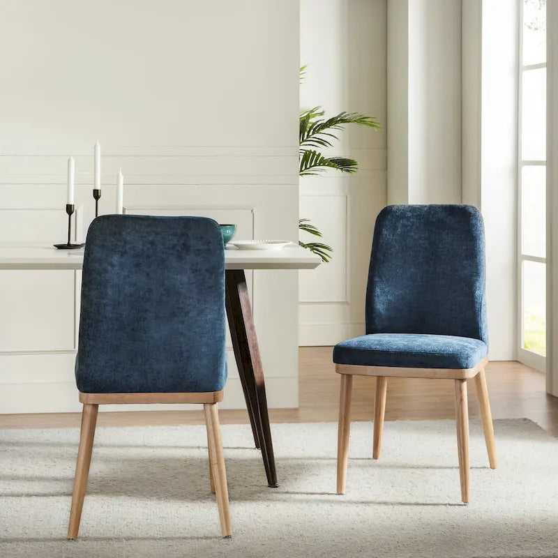 Lot de 2 chaises de salle à manger Emilia en tissu, de style moderne du milieu du siècle, par