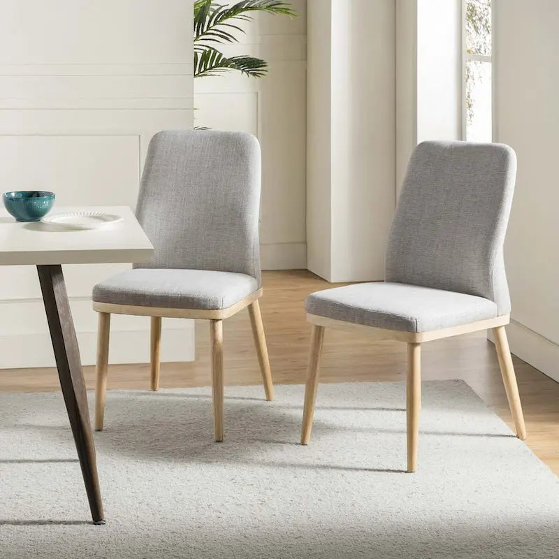 Lot de 2 chaises de salle à manger Emilia en tissu, de style moderne du milieu du siècle, par