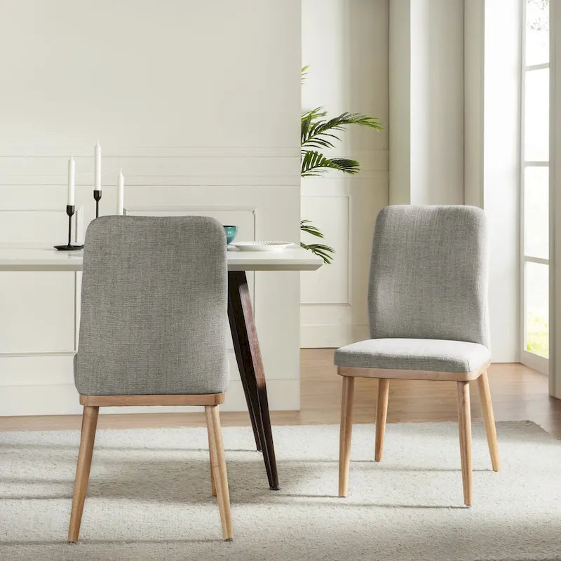 Lot de 2 chaises de salle à manger Emilia en tissu, de style moderne du milieu du siècle, par