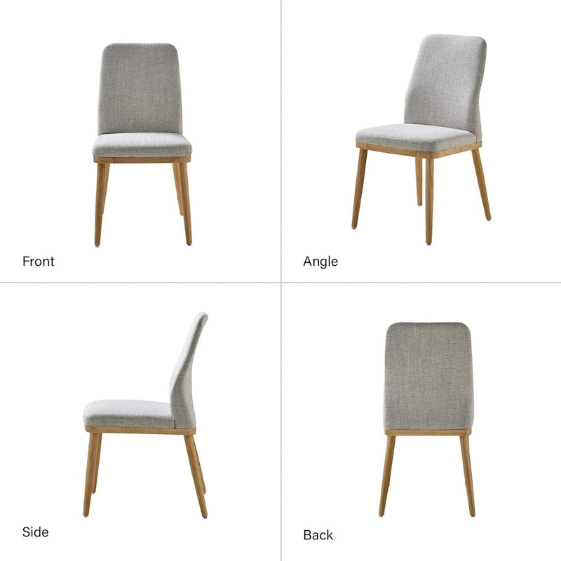 Lot de 2 chaises de salle à manger Emilia en tissu, de style moderne du milieu du siècle, par