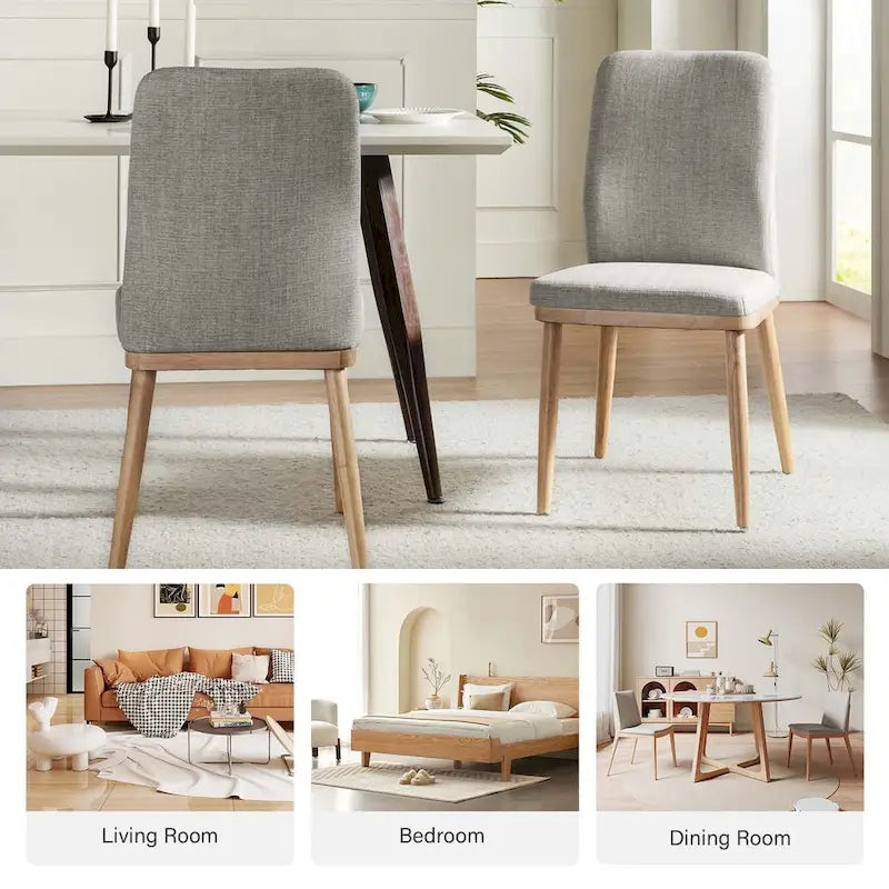 Lot de 2 chaises de salle à manger Emilia en tissu, de style moderne du milieu du siècle, par