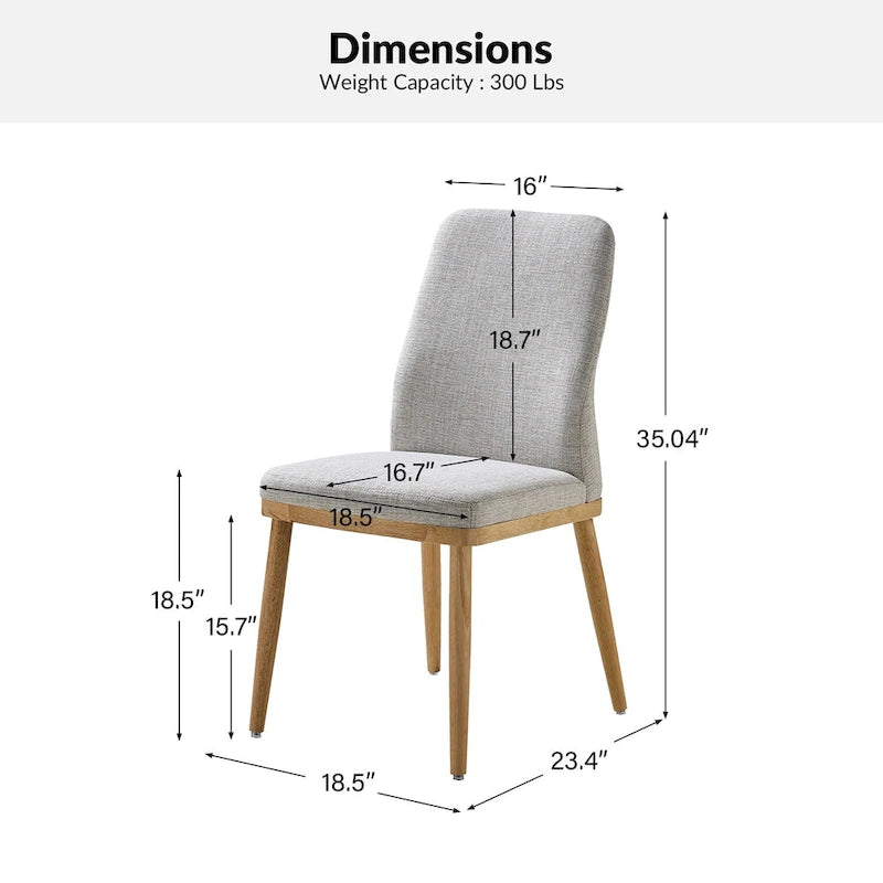 Lot de 2 chaises de salle à manger Emilia en tissu, de style moderne du milieu du siècle, par
