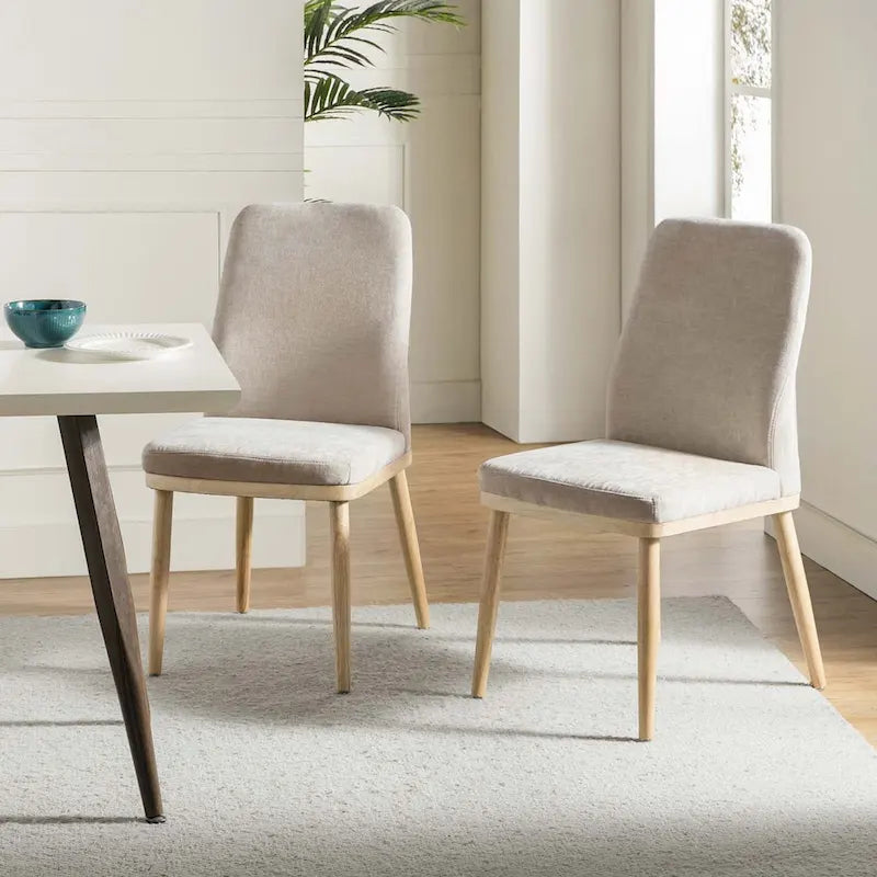 Lot de 2 chaises de salle à manger Emilia en tissu, de style moderne du milieu du siècle, par