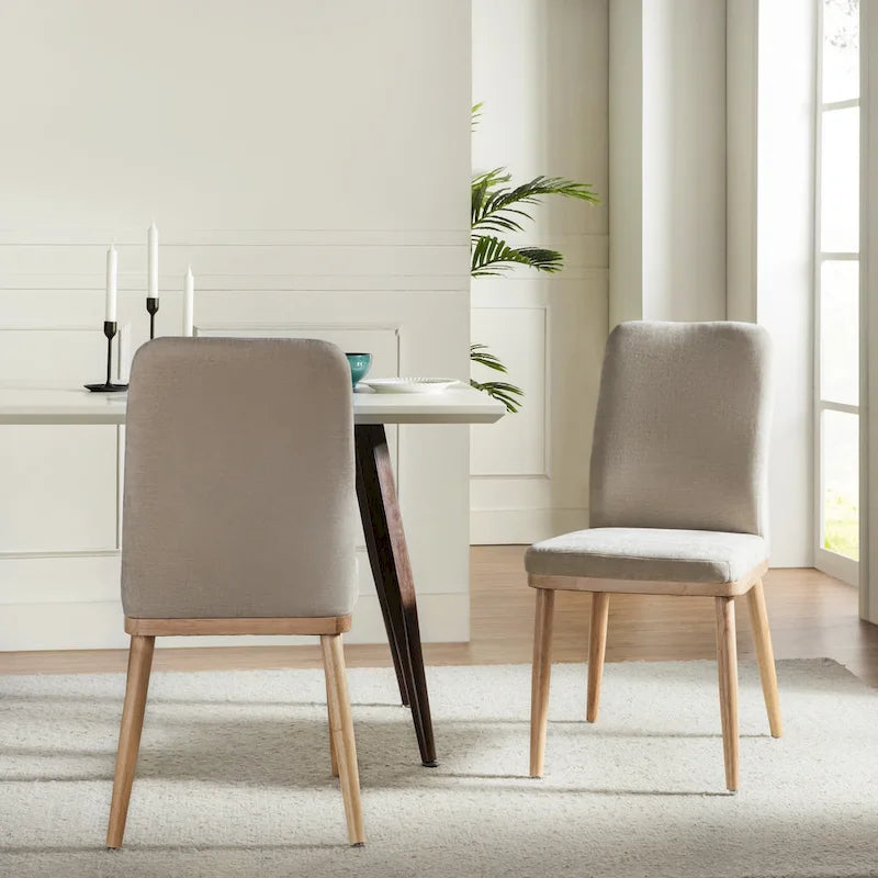Lot de 2 chaises de salle à manger Emilia en tissu, de style moderne du milieu du siècle, par