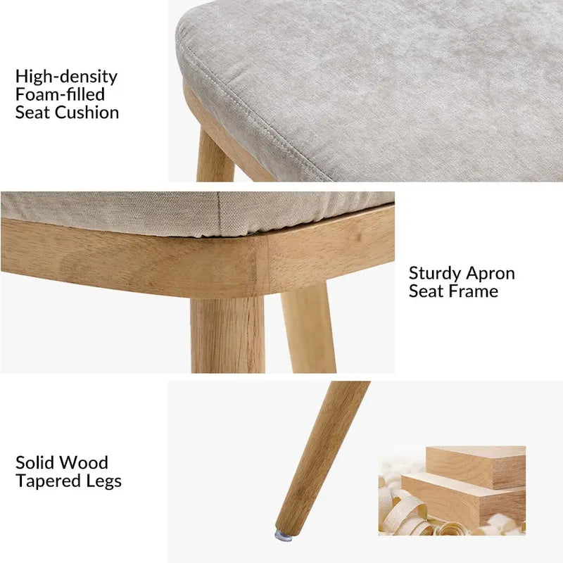 Lot de 2 chaises de salle à manger Emilia en tissu, de style moderne du milieu du siècle, par