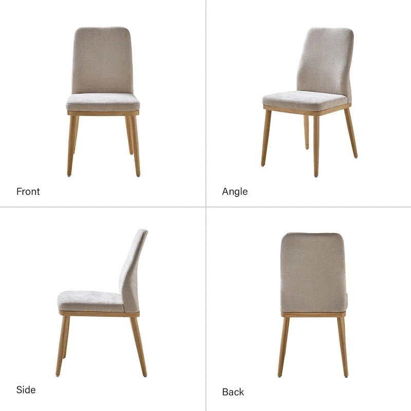 Lot de 2 chaises de salle à manger Emilia en tissu, de style moderne du milieu du siècle, par