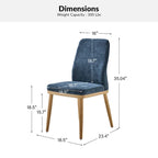 Lot de 2 chaises de salle à manger Emilia en tissu, de style moderne du milieu du siècle, par