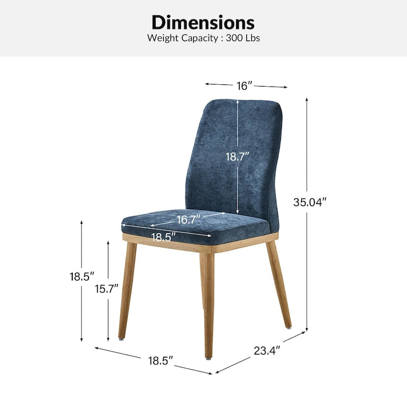Lot de 2 chaises de salle à manger Emilia en tissu, de style moderne du milieu du siècle, par