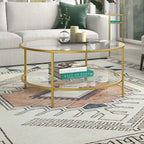   36 Wide Round Coffee Table with Glass Top - 36 Wide