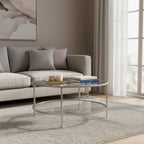 Table basse ronde de 36 po de large avec plateau en verre – 36 po de large
